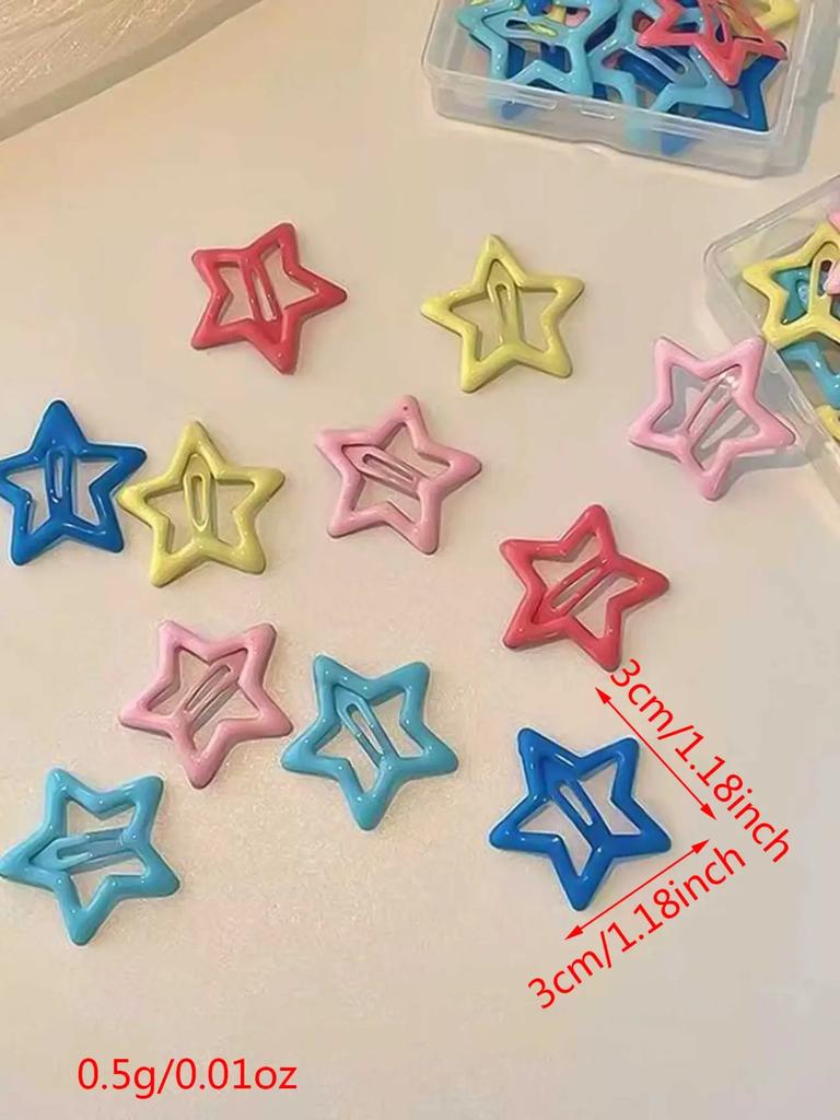 40/50Pcs Candy Color Star Hair Clips, Cute Non-Damaging Hair Accessories for Girls, All-Season Daily Wear