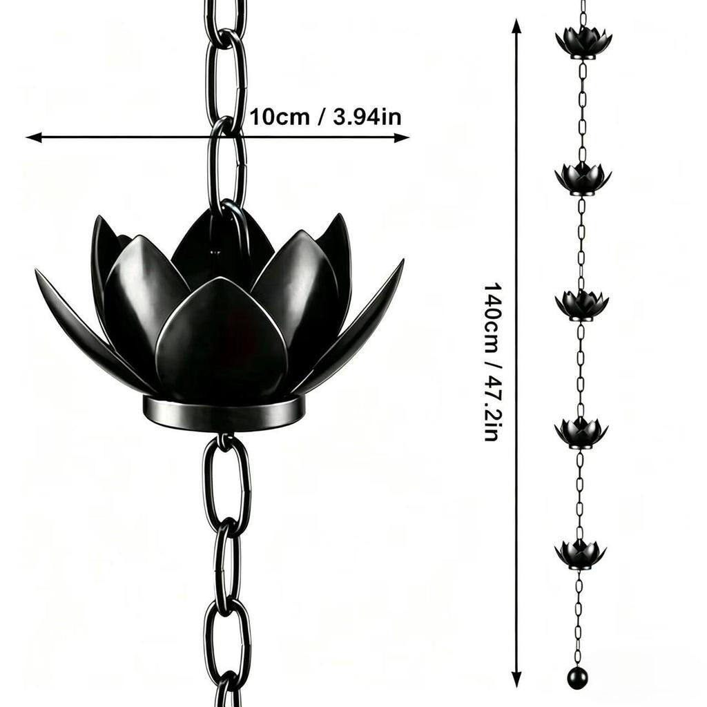 Lotus Garden Gutter Rain Chain - Courtyard Drainage & Water Guide