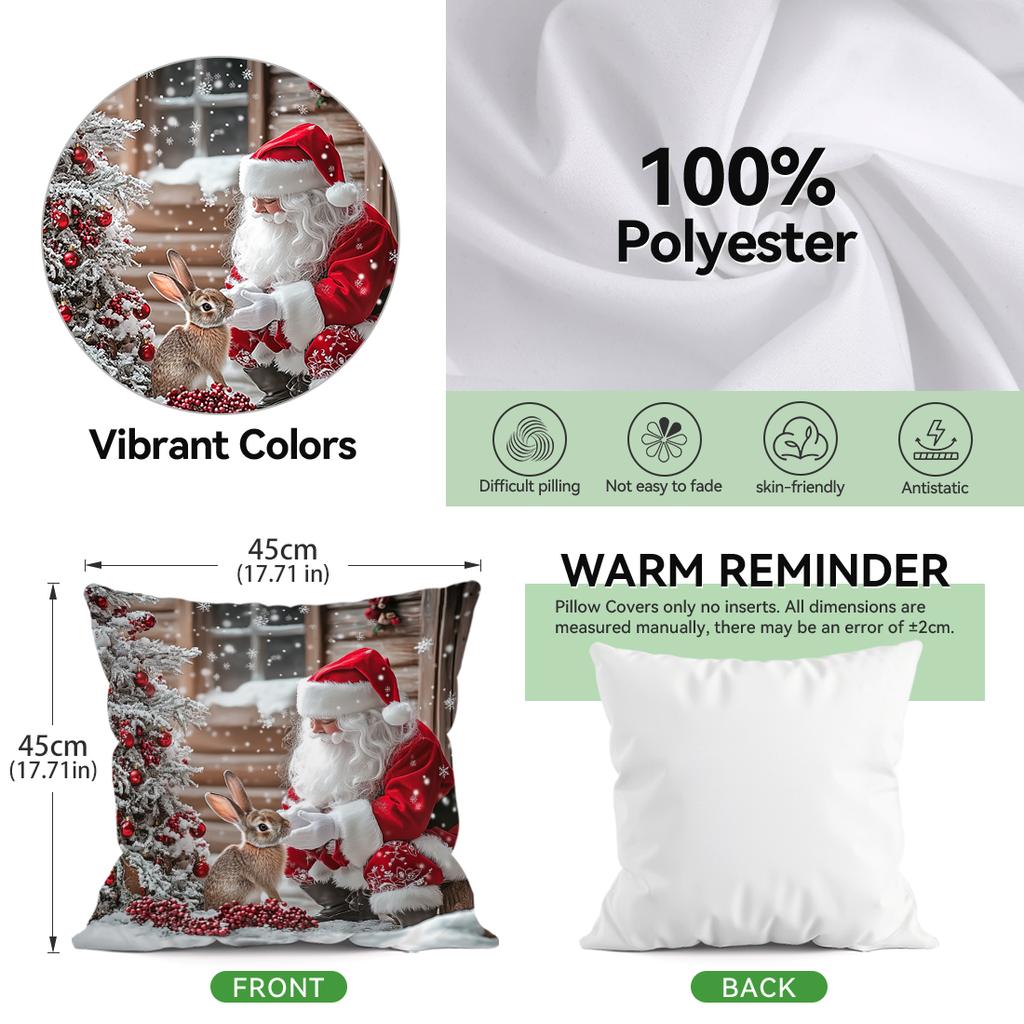Christmas Rabbit Cushion Pillowcase Printed Polyester 45X45Cm Throw Pillowcover Decorative Sofa Cushion Pillowslip Home Decor