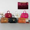Borsa Kelly sensazione alla moda motivo litchi borsa da donna nuova borsa a tracolla versatile di grande capacità borsa portatile platino