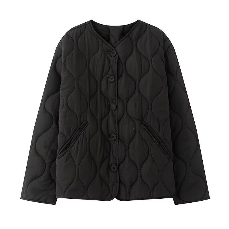Womens Fall Casual Cotton Blend Jacket Solid Color Round Neck Long Sleeve Versatile Daily Outerwear