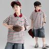Boys' Striped Short-Sleeve Polo Shirt - Casual, Trendy Korean Style for Middle and Older Children