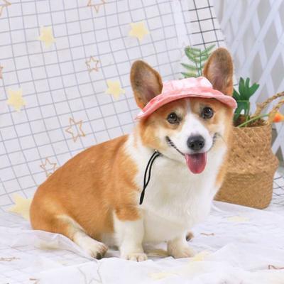 Corgi Sun Hat Pet Cap with Ear Holes Dog Sun Cap with Adjustable Neck Strap for Small And Medium Sized Pets Outdoor Sun Protection