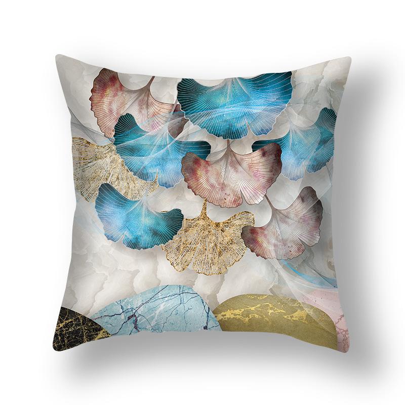 Short Plush Pillowcase, Simple and Versatile Ginkgo Leaf Pillow, Modern Decorative Sofa Pillow, Cushion
