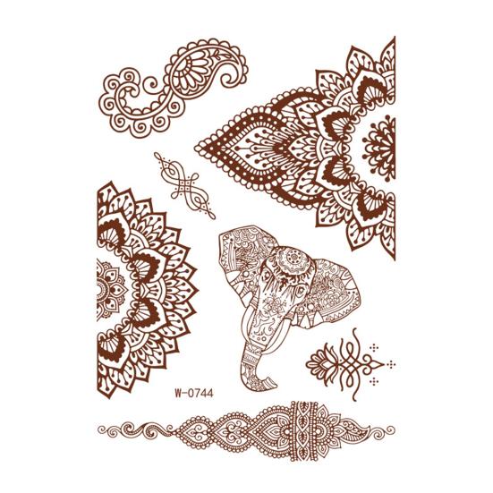 Henna Tattoo Stickers, Red Brown Waterproof Lace Temporary Tattoos, Indian Mehndi Body Art for Women Girls, Festival Makeup