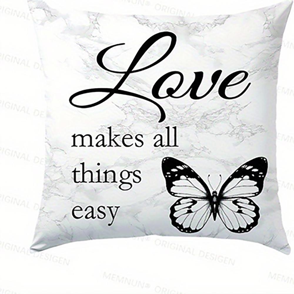 Modern Black and White Marble Butterfly Throw Pillow CoverBedroom Sofa Decorative Cushion Cover With Zipper Soft Cushion Cover 45x45cm