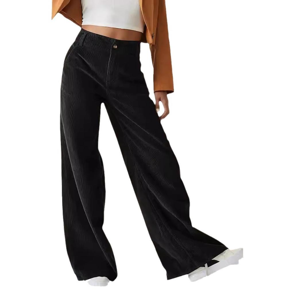 Podzimní a zimní nadměrné velikosti s vysokým pasem tenké ležérní rovné kalhoty dámské kalhoty