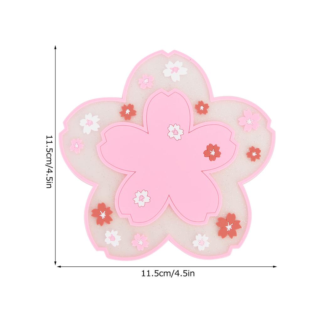Flower Pattern Coasters Heat Insulation Coaster AntiSlip Cup Mats Tabletop   Prevent Furniture Damage(Pink )
