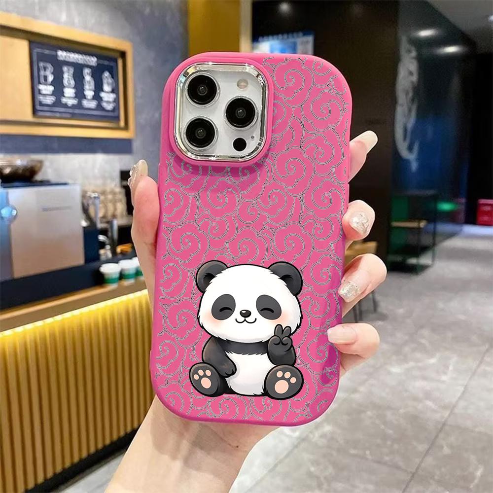 Phone Case: 2D Flat Design Suitable for iPhone 18 17 16 15 14 13 Pro Protective Case, Couple Style, Bigger Panda, Christmas and Halloween Gifts