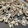 50pcs Laser Cut Butterfly Decoration, Hollow Unfinished Wood Decoration, DIY Painting Graffiti Ornaments, Wooden Craft