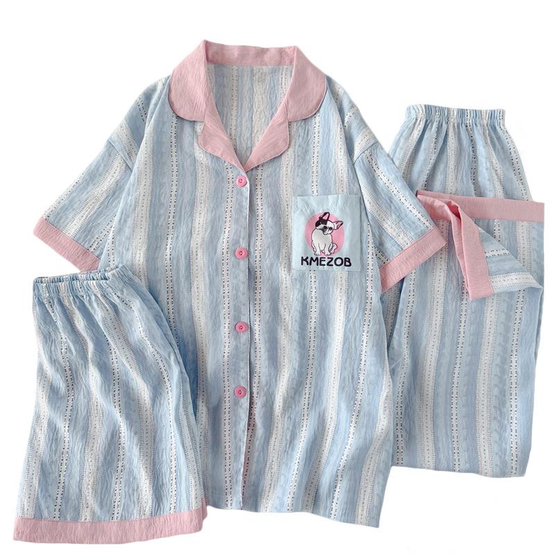 Cloud Cotton Three-Piece Summer Cute Fresh Puppy Short-Sleeved Loose Loungewear Can Be Worn Outside
