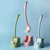 Plastic Toilet Brush Holder Set Bathroom Cleaning Kit Cleaner Curved Toilet Cleaning Brushes Househo