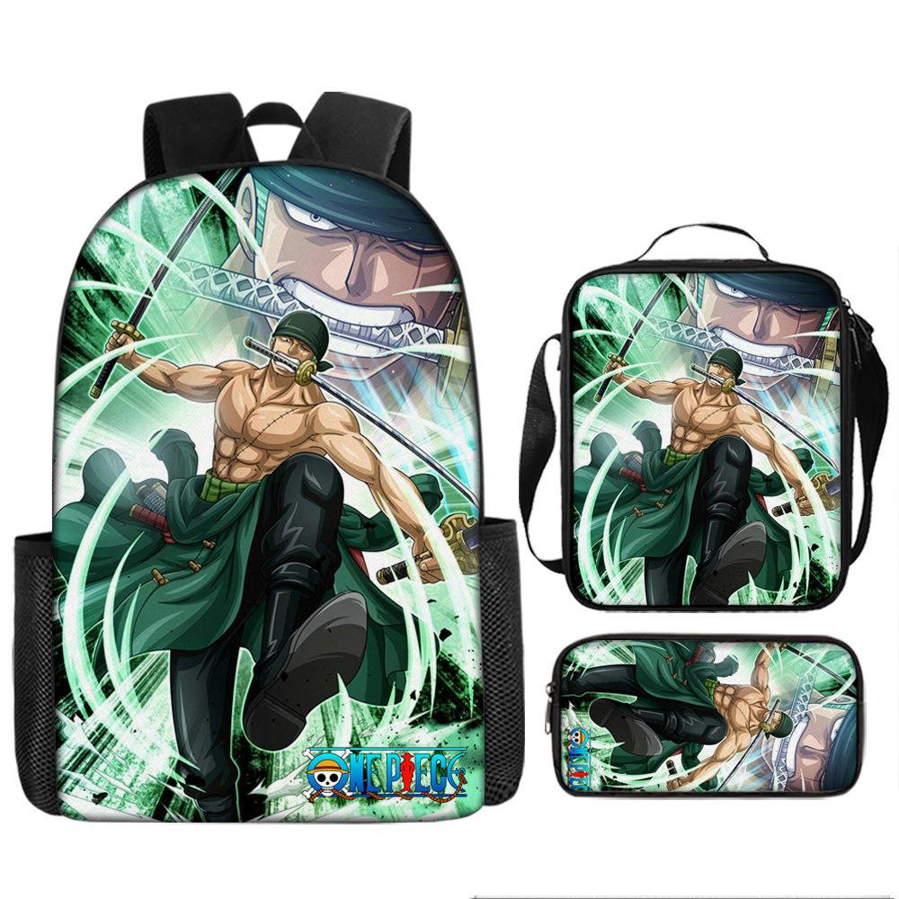 One Piece Cartoon Anime Rucksack Leichte Ergonomische Schultasche für Grundschüler Umhängetasche Federmäppchen Set