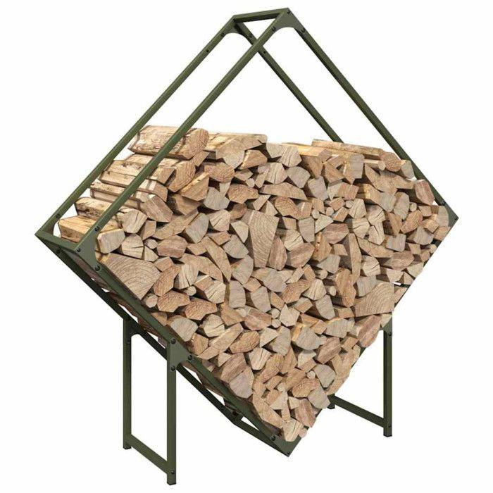 VidaXL Firewood Rack Olive Green 100x25x100 Cm, Fireplace Log Holder, Log Holder, Log Rack 864290