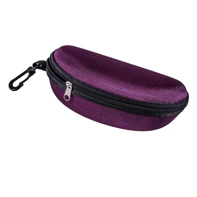 1pc Portable Sunglasses Case Protector Oxford Cloth Hard EVA Zippered Eyeglasses Case with Carabiner Unisex Eyewear Accessories