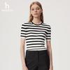 HAZZYS Women's Striped Short Sleeve Ribbed Knit Top