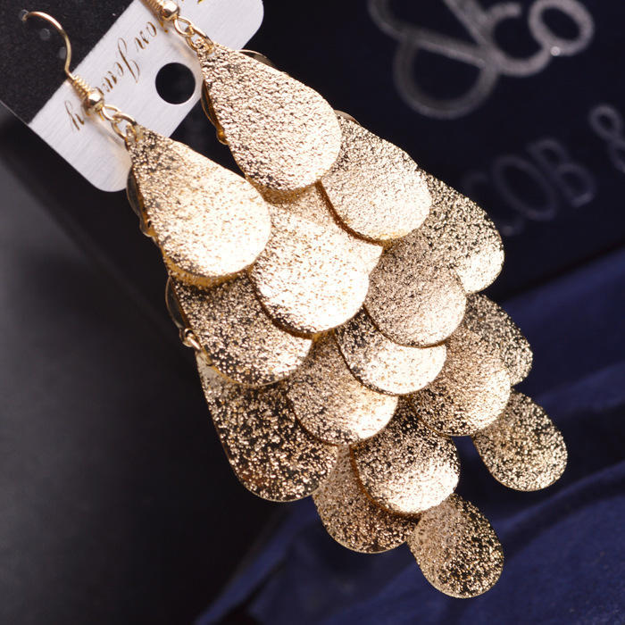 Women Simple Retro Earrings Scale Water Drop Design Eardrop Jewelry Ear Decoration