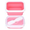 Silicone Insulation Box Portable Lunch Box with Integrated Fork Spoon for Office SchoolPink 600ML