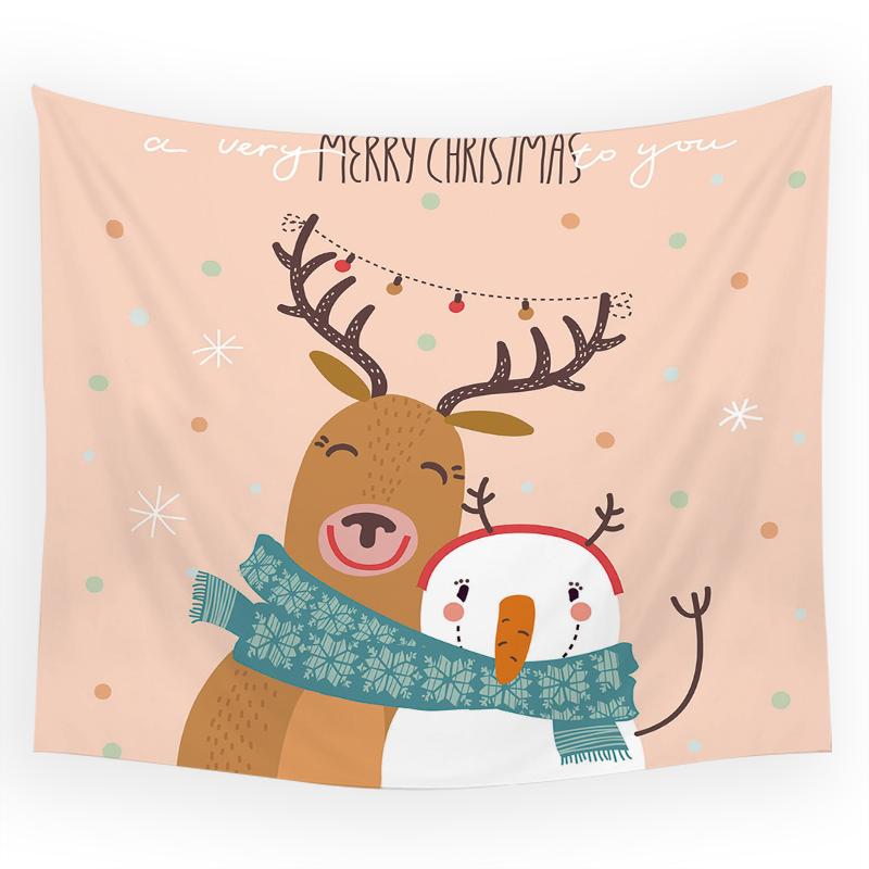 Frohe Weihnachten Schneemann Weihnachtsbaum Druckmuster Wandteppich Zuhause Wohnzimmer Schlafzimmer Wanddekoration Wandteppich