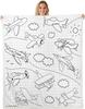 Airplane Pattern Blanket Soft Fleece Throw Kids Room Decor Aviation Theme Baby Gift Home Decoration