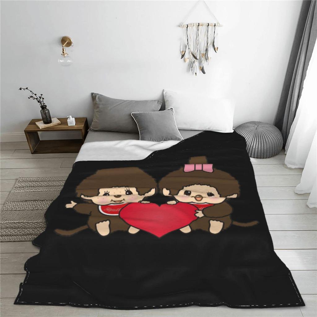Monchhichi Fluffy and Stylish Flannel Warm and x Blanket, Blanket, All-Season Washable, Cute, 50" 40"