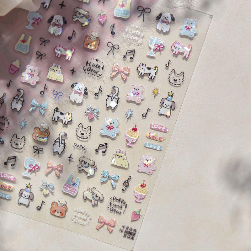 

Adorable Pet Graffiti Nail Sticker Relief 3D 3D 5D Cute Bear Cat Dog Nail Sticker Decoration Cute graffiti 5062