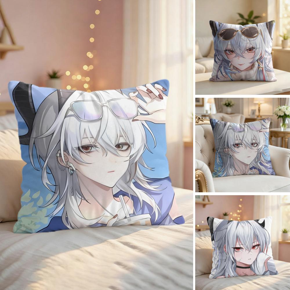 Zani Cute Game Wuthering Cushion Cover Silky Short Plush Invisible Zipper Dustproof Sofa Pillow Case For Home Decor