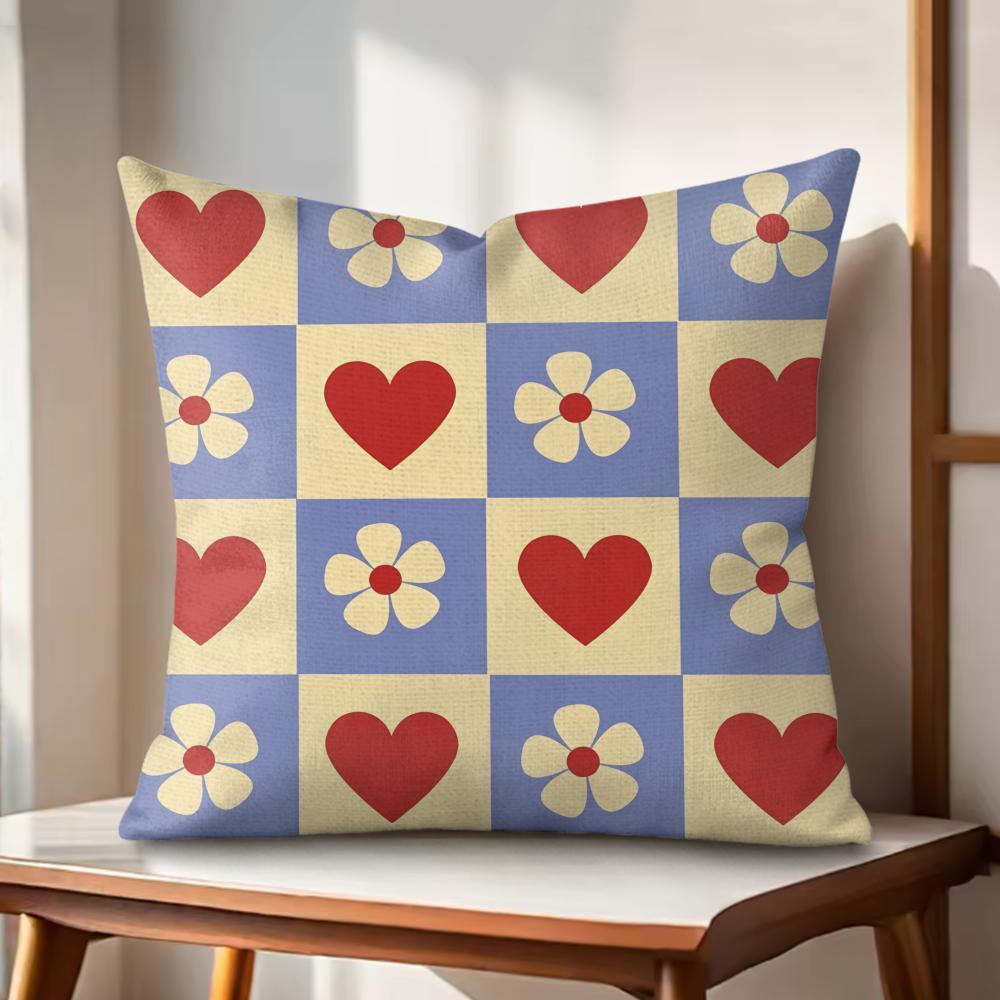 Gift for Lover Cushion Cover Natural Linen Organic Fabric DoubleSided Printing Couch Pillow Covers Home Decor