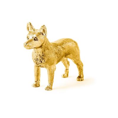 Coleção de Figuras de Cães de Arte Britânica Banhadas a Ouro 22kt Australian Kelpie