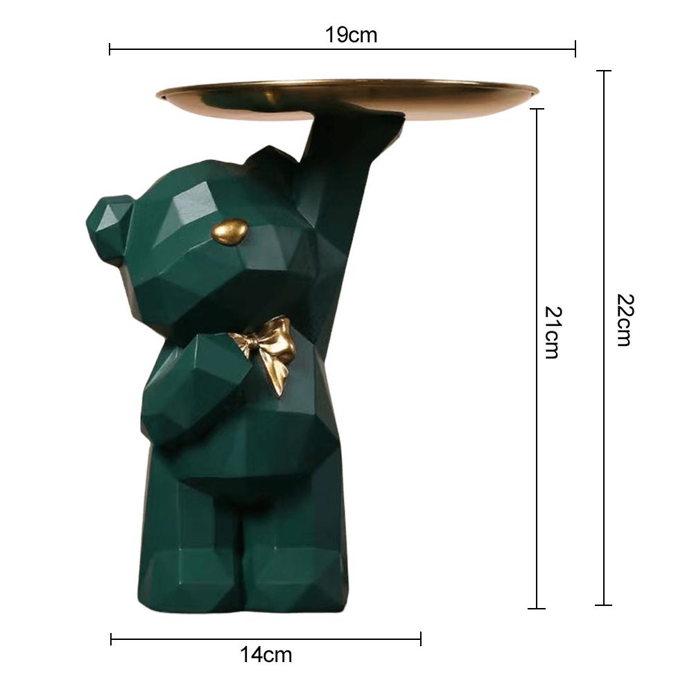 Resin Geometric Bear Storage Tray Lovely Nordic Bear Sculptures Keys Jewelry Lipstick Holder Home Table Statue Decorations