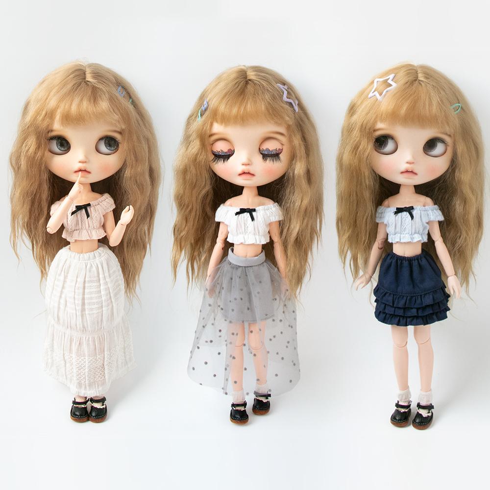 Blythe clothes Retro Floral Dress set Crop Top midi tulle Skirt Short Skirt for Licca Azones Ob22 2427 Ker YMY doll accessories
