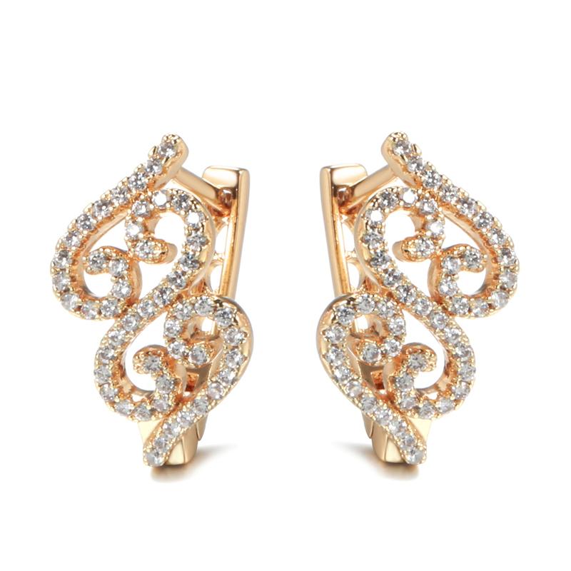 Trend Ethnic Flower Earrings Micro Wax Inlay Natural Zircon Rose Gold Drop Earrings For Women Vintage Jewelry