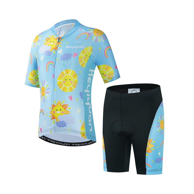 Fahrradtrikot Set Junge Mädchen Kurzarm MTB Radbekleidung Anzug Kind Fahrradbekleidung Abbigliamento Ciclismo 2026 Sommer Atmungsaktives Radsportanzug Set