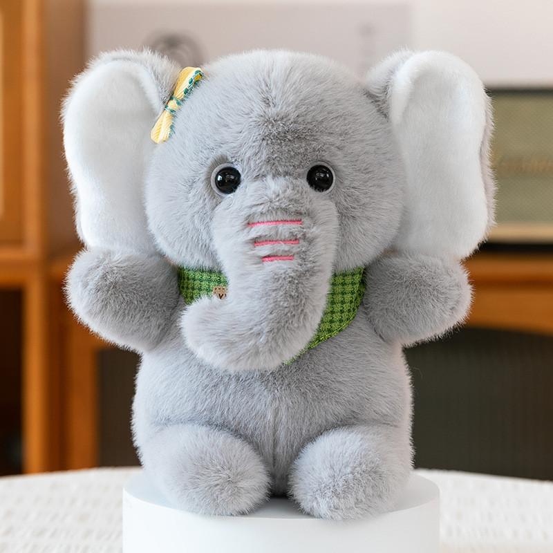 

Cute Elephant Cartoon Fox Scarf Penguin Plush Doll Pillow For Room Decoration Gray Elephant