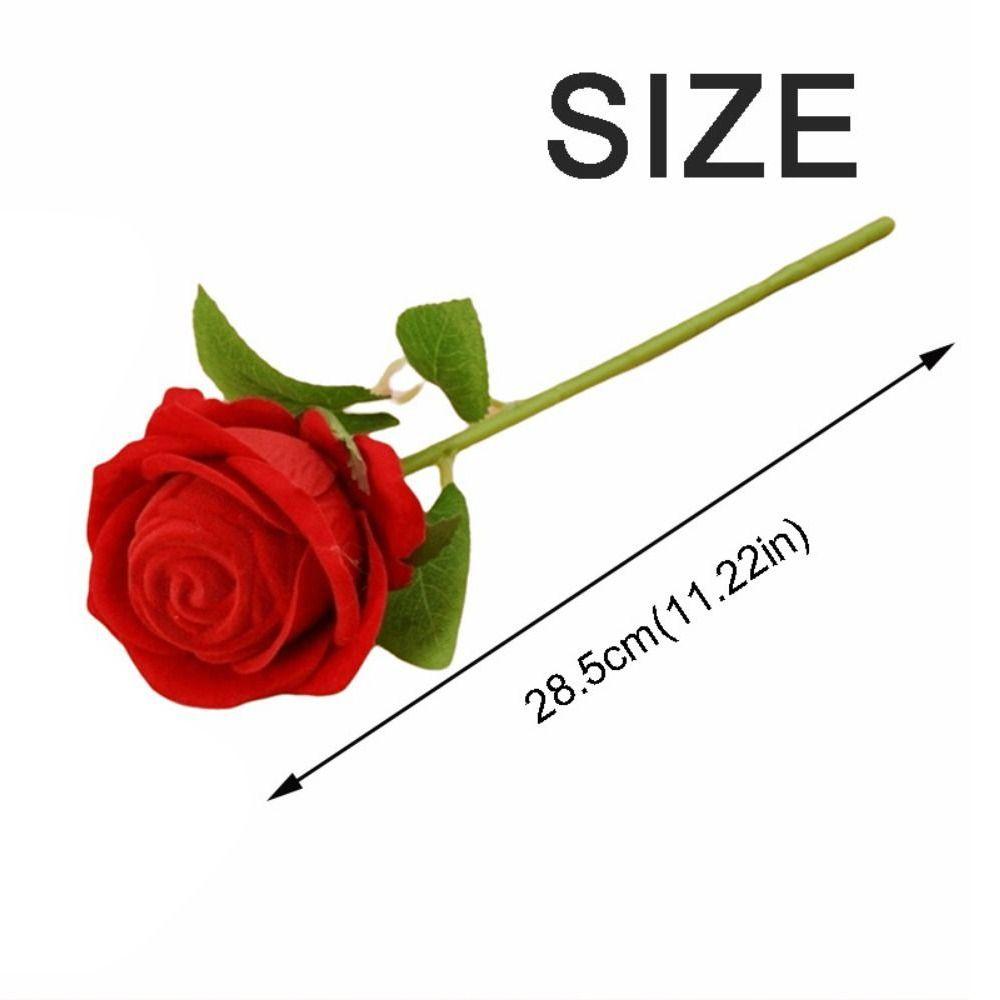 Red Velvet Flocked Rose Ring Box Ring Box Jewelry Holder Artificial Rose Flower Box Gift Box Display Case