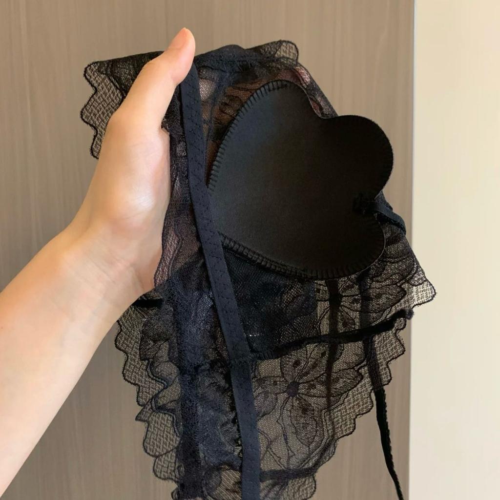 Backless French Lace Women's Thin Small Bust Push-Up Sexy Thin Strap Backless Bra