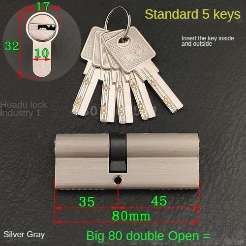 5pcs Keys Lock Cylinder,Door Cylinder 50-120mm Biased Lock Cylinder Double-side Lock Core Anti-Theft Entrance Brass Door Lock