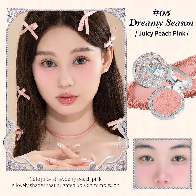 Flowerknows Swan Ballet Serie Geprägte Rouge Palette Süßes Make-up Koreanisch Langanhaltend Wasserdicht Gesichtsrouges