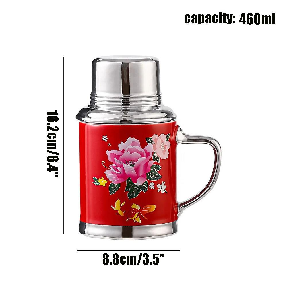 Legant Chinese Floral Thermos Mug | 480ml Vintage Vacuum Flask, Stainless Steel Insulated Travel Cup for Tea & Coffee Gift