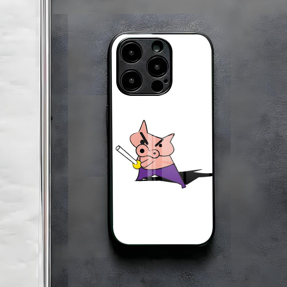 Anime Buriburizaemon Pig Phone Case For IPhone 17 Air 16 E Pro Max 15 14 13 Mini 12 Pro 11 Max Plus Black Glass Cover