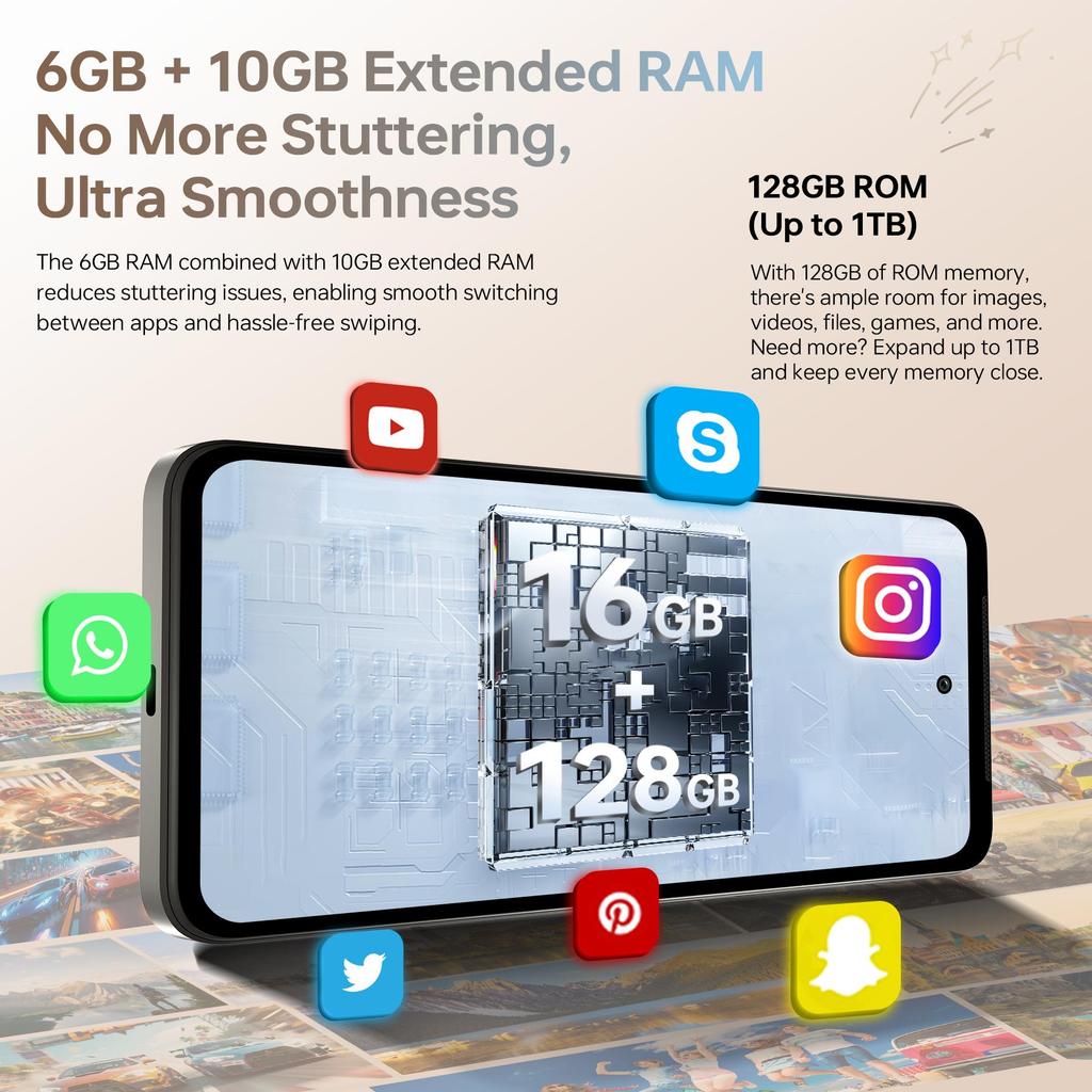 Cubot Note 60 Smartphone - 7.2 Inch 120Hz Display, 7000mAh, 16GB+128GB Android 15, 48MP Camera, 4G Dual SIM/Face ID/NFC/GPS/Dual Speakers