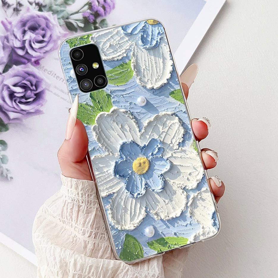 For Samsung Galaxy M51 Case SM-M515F Colorful Flower Painted Cover Soft Silicone Phone Case For Samsung M51 M 51 GalaxyM51 Shell