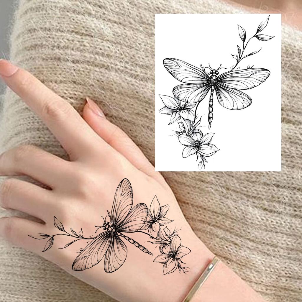 1 Sheet Rose Butterfly Flower Temporary Tattoos For Women Hand Arm, Fake Tattoo Sticker Waterproof Long Lasting Realistic Tatoos