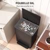 Kitchen Trash Can 50 Liters Pedal Bin Stainless Steel Black