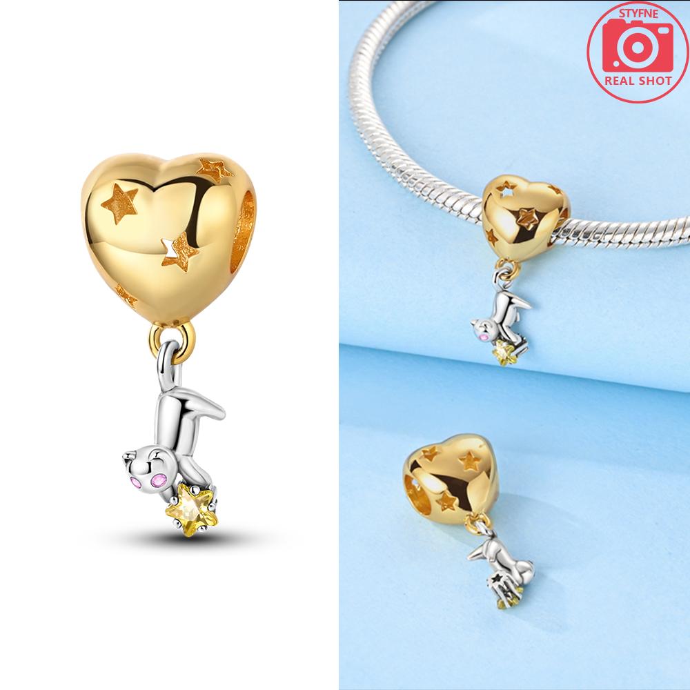 

Charms Copper Heart-Shaped Balloons Kittens And Beads Fit Charms Plata Original Bracelet Women Jewellery Making Gifts