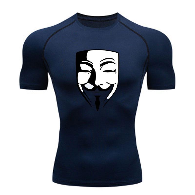 Men's Compression Fitness Sports T-shirt, Anonymous Mask Pri