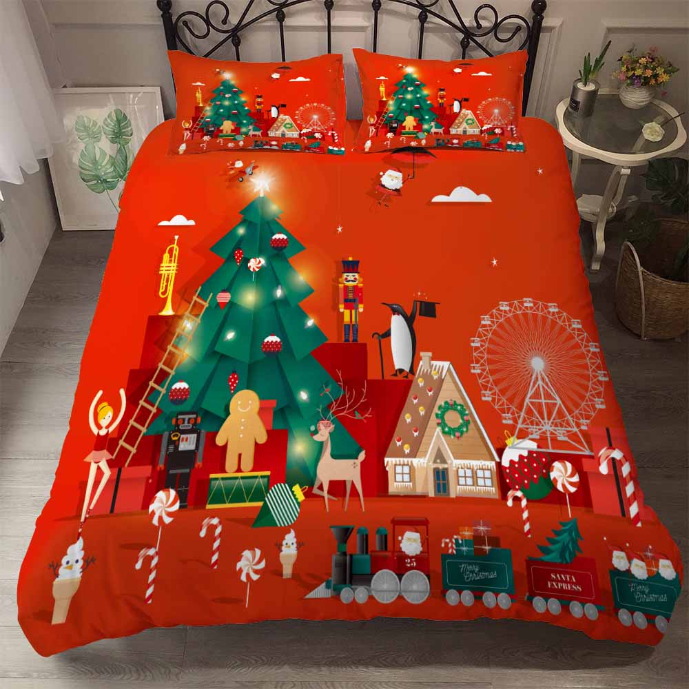 

Bedclothes Christmas Anime Duvet Cover Sets Comforter Bedding Sets Santa Cla Size Bedding Set Full Queen Bed Linens (135x200cm)