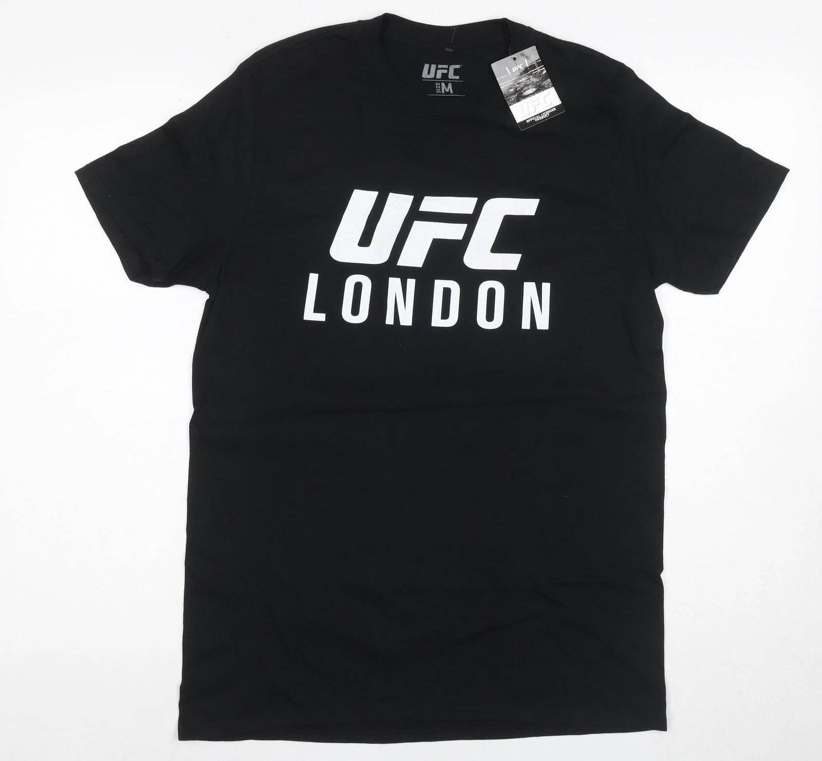 Мужская футболка UFC черная, размер Medium, с графическим принтом S