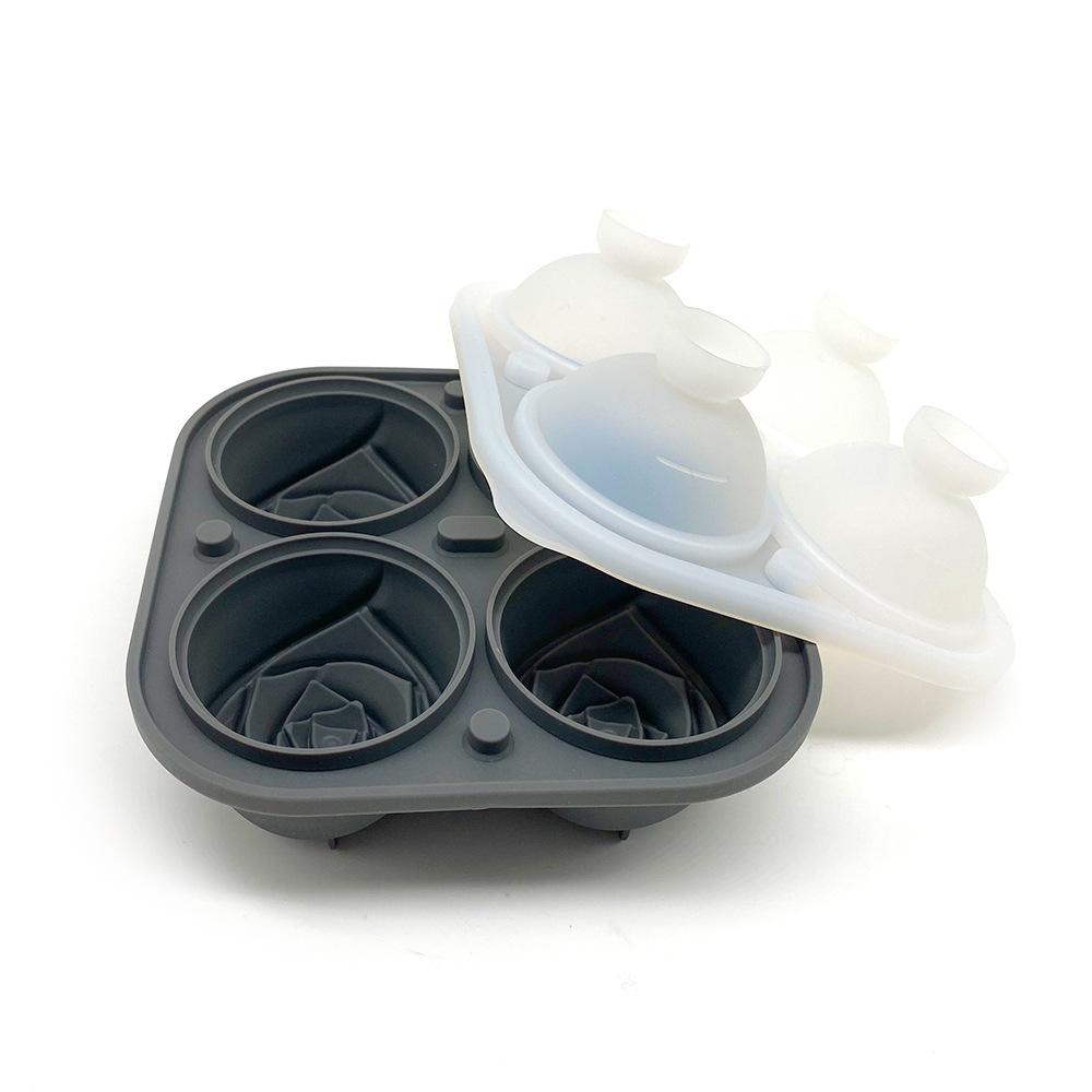 3D Silicone Diamond Skull Ice Mold Tray Stackable Silicone Ice Cube Molds for Whiskey Cocktails Beverages Iced Tea Bloom Rose