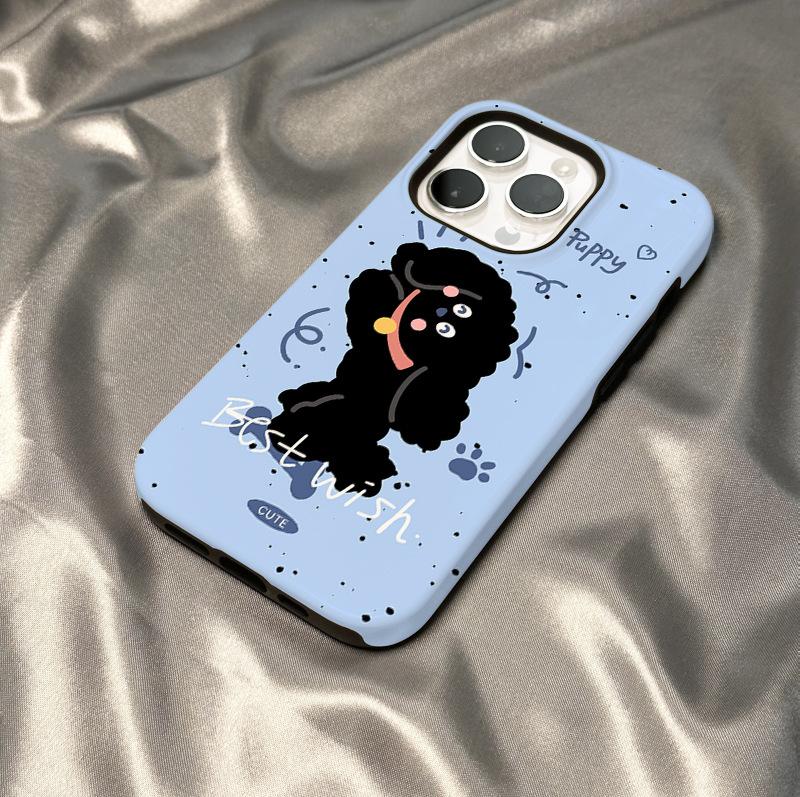 ins cat and puppy, suitable for Apple 16promax mobile phone case 14Pro cartoon 13 film X 2-in-1 15 women